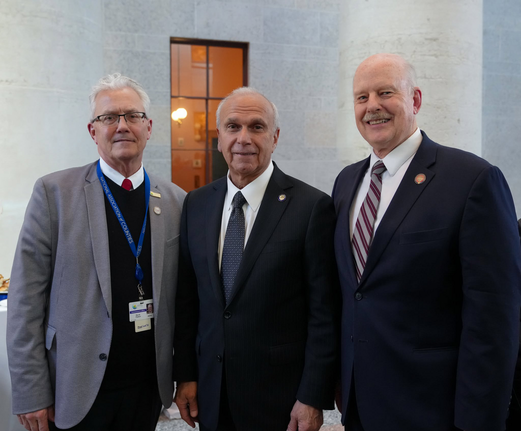 Clermont County Commissioner David Painter, Senate Finance Chair Jerry Cirino, and Representative Bill Roemer